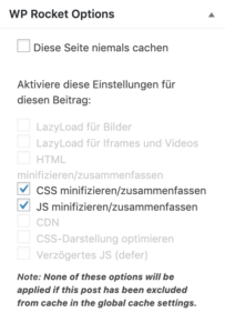 gesonderte Einstellungen für Seiten und Beiträge