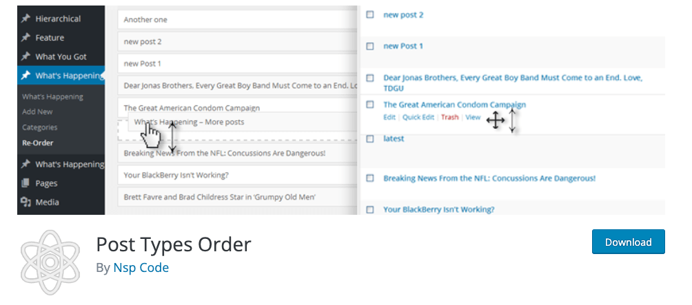Das Plugin Post Types Order