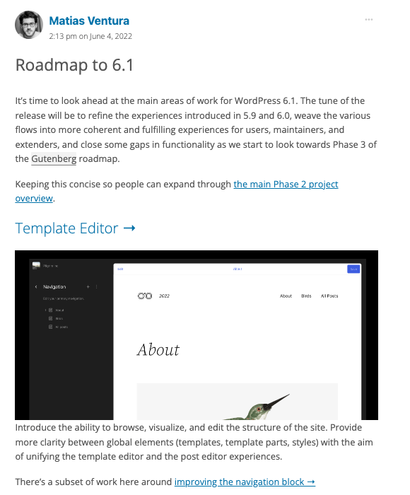 WordPress 6.1 - Entwickler erklären wie es mit Gutenberg weiter geht.