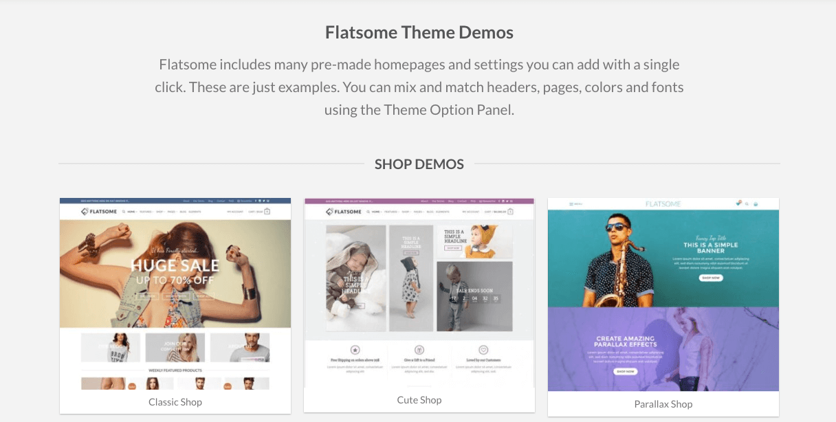 Flatsome hat spannende Theme Demos
