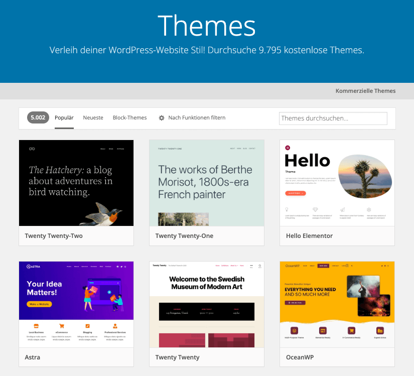 Die besten WordPress Themes in der Übersicht