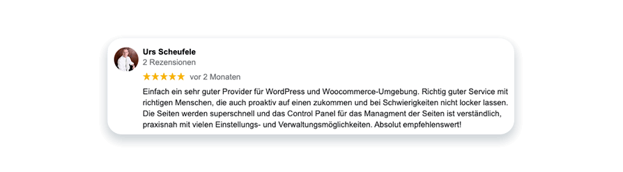 „Absolut empfehlenswert!” – Kundenbewertung von Uwe für HostPress