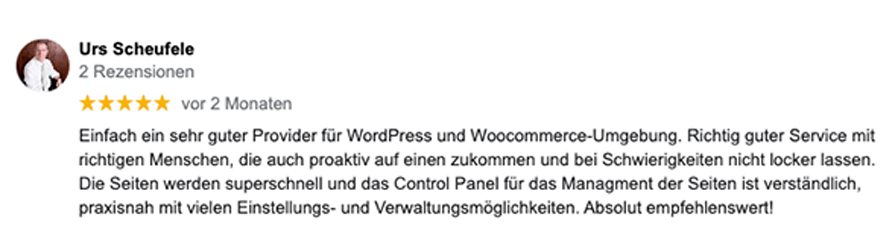 „Absolut empfehlenswert!” – Kundenbewertung von Uwe für HostPress
