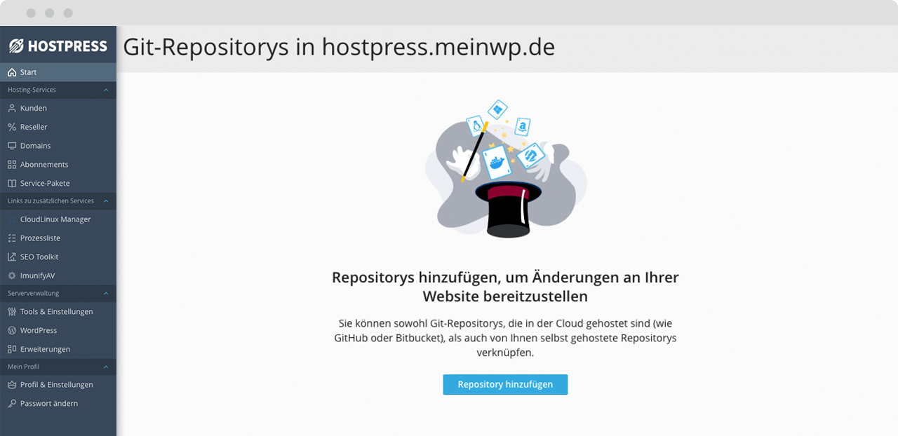 Installation von Git Distributionen im ControlPanel Plesk