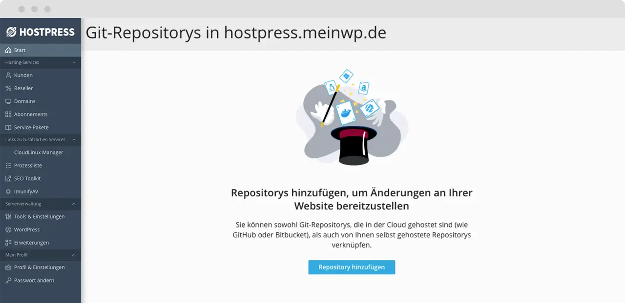 Integration GitHub über das ControlPanel Plesk